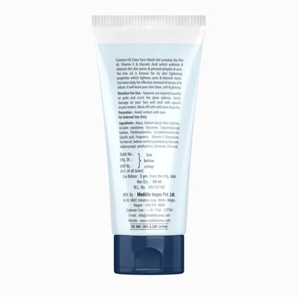 Herbal Carmino Oil Clear Face Wash Gel - Net Qty.  60ml - Image 2