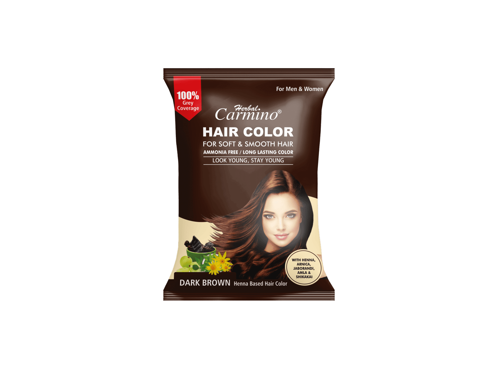 Herbal Carmino Hair Color Dark Brown - Net Qty. 10 g X 2